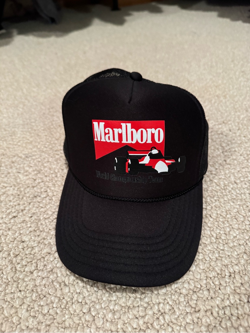 Marlboro Black Cap with Red & White Racing Logo